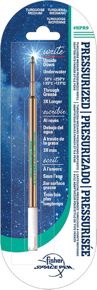 Space Pen Medium Point Pressurized Cartridge Refill, Turquoise Ink, 1 Pack