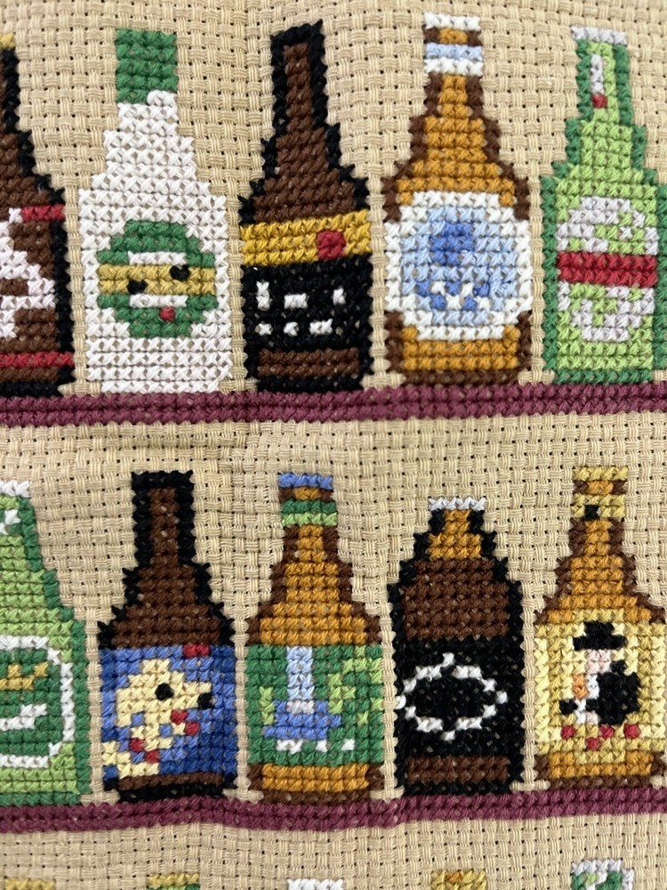 completed finished cross stitch Various drinks 12''x 24'' Gift