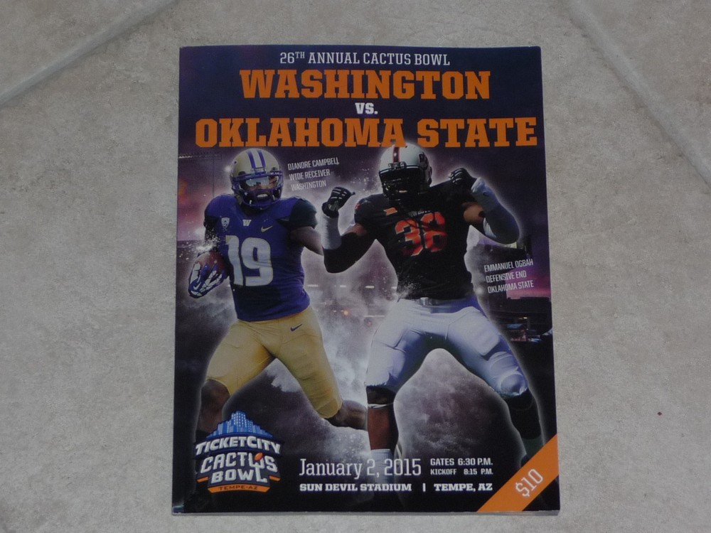JAN 2 2015 TICKETCITY CACTUS BOWL PROGRAM WASHINGTON OKLAHOMA STATE MINT