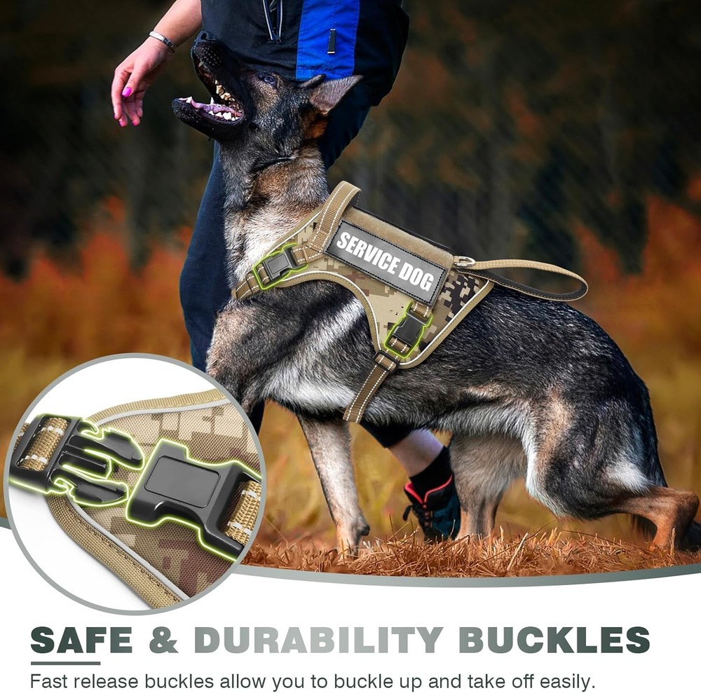 Tactical Dog Harness No Pull Dog Harness Medium Large Dogs W/ Handle & Molle