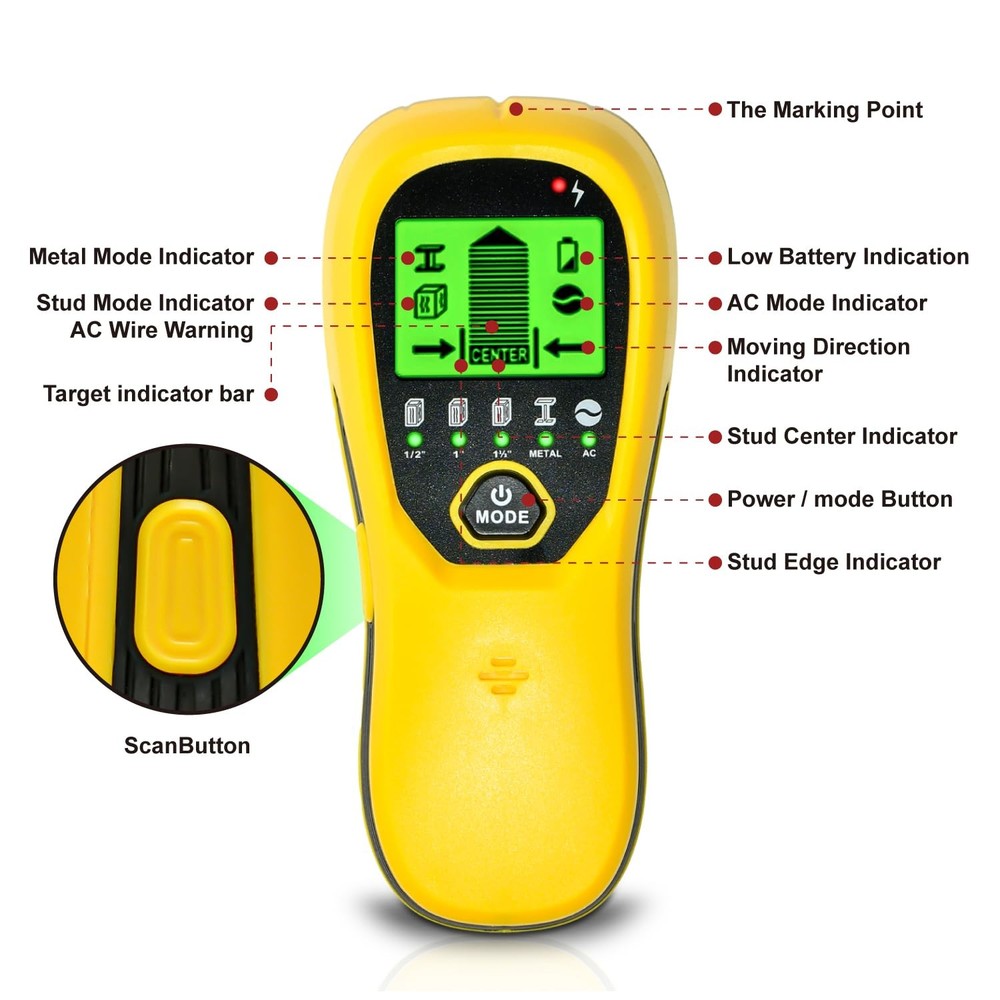 Multi-Surface Stud Detector | 5-in-1 Wall Scanner with HD LCD & Precision