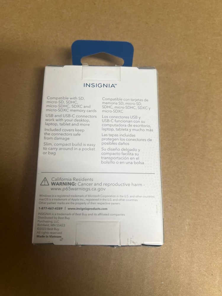 Insignia USB-C usb to SD microSD Memory Card Reader PC MAC Tablets ios Android