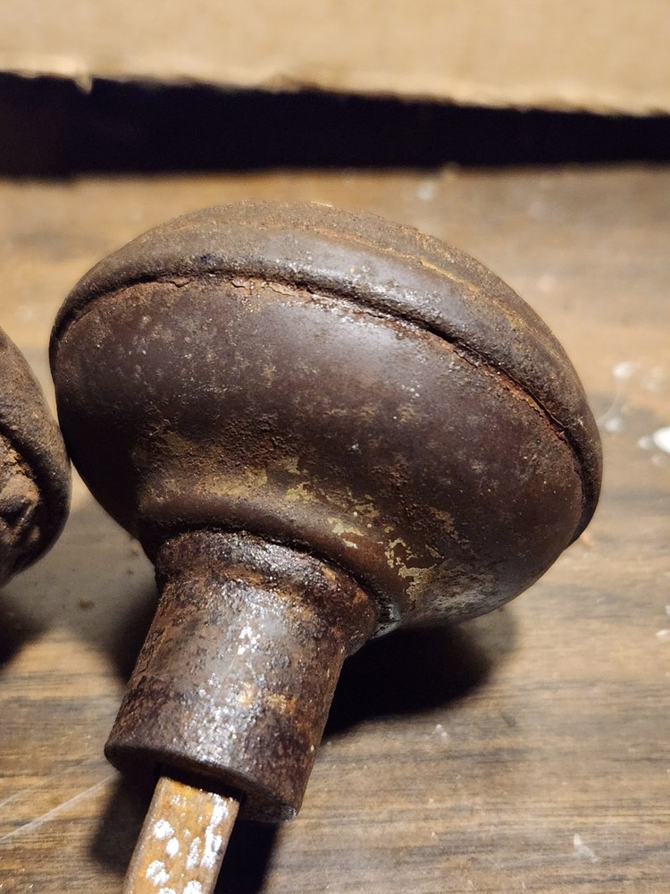 3 antique assorted metal door knobs .whimsical Victorian patterns + 2 knob escus
