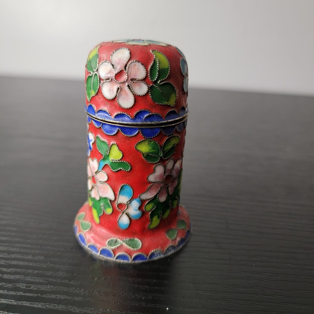 Vintage Cloisonné Match or Toothpick Holder.