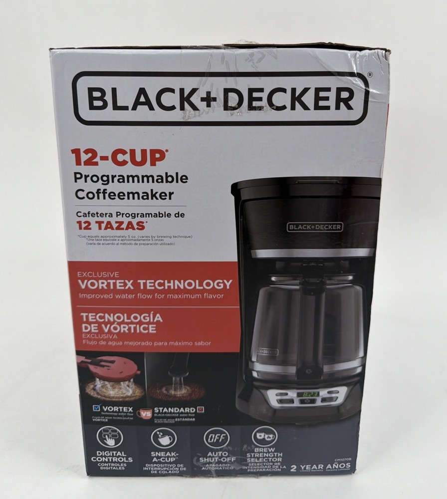 BLACK+DECKER 12-Cup Programmable Coffeemaker, Black, Vortex Technology Digital