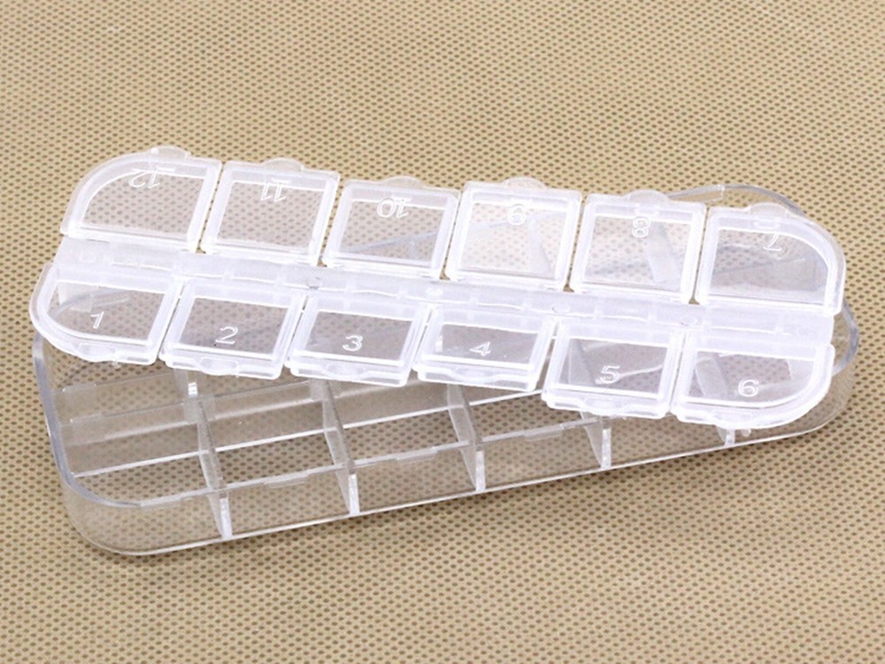 4pcs Clear Plastic Organizer Box Case 12 Grids Jewelry Beads Display Storage