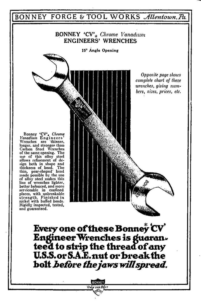 Catalog Fits 1925 Bonney Wrenches Tool No. 26