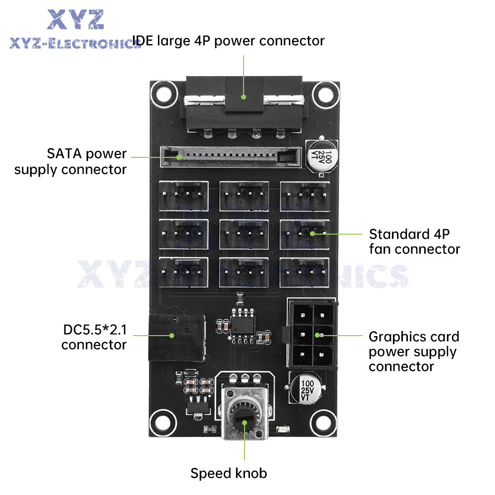 Computer Chassis PWM Violent Fan Speed Controller 9-Channel Fan Hub Controller