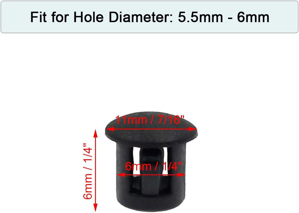 60 Flush-Type 6Mm Black Plastic Hole Plugs, Snap-In Locking End Caps