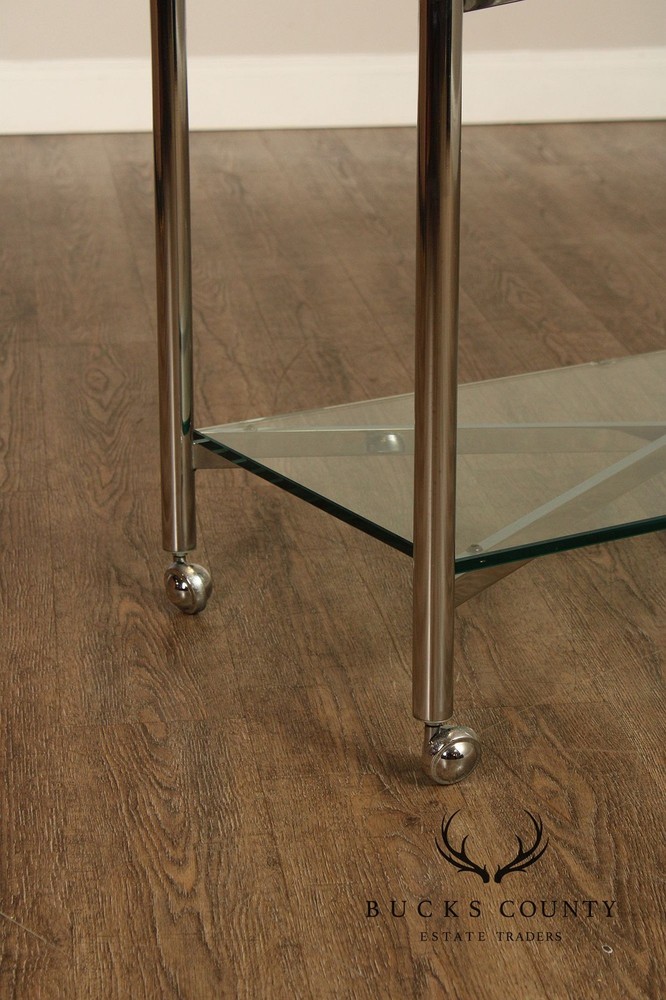 Mid Century Modern Style Chrome & Glass Cart