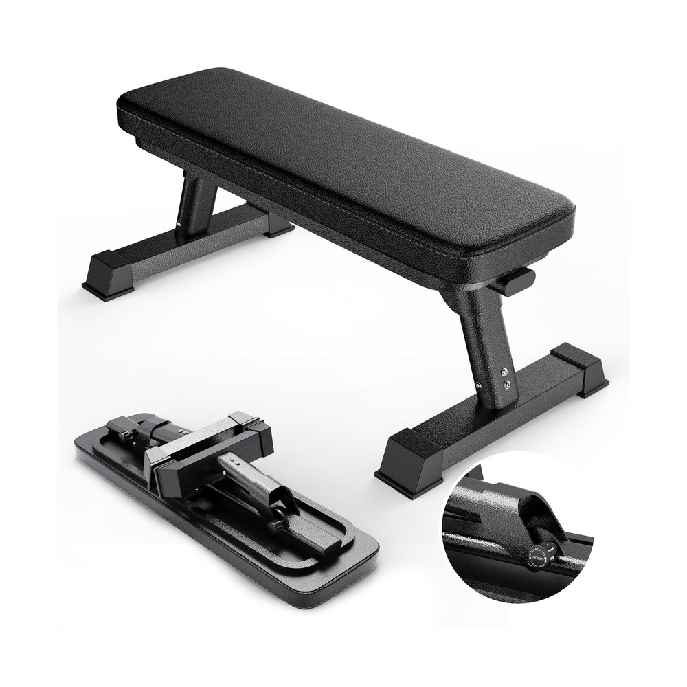 Finer Form Gym Quality Foldable Flat Bench for Multi-Purpose Weight Training ...