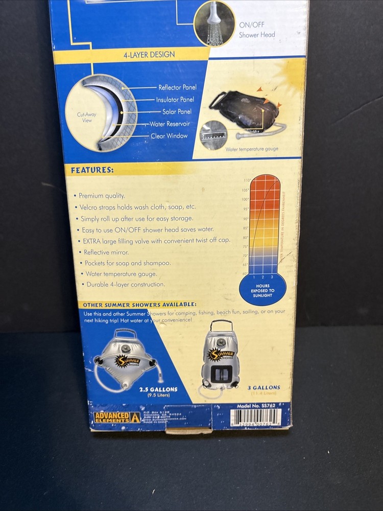 5 Gallon Summer Shower / Solar Shower,Silver/Black