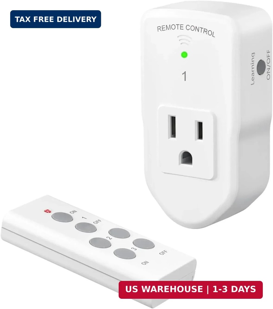 BN-LINK Wireless Remote Control Outlet Electrical Switch for Lights, Fans, Chris