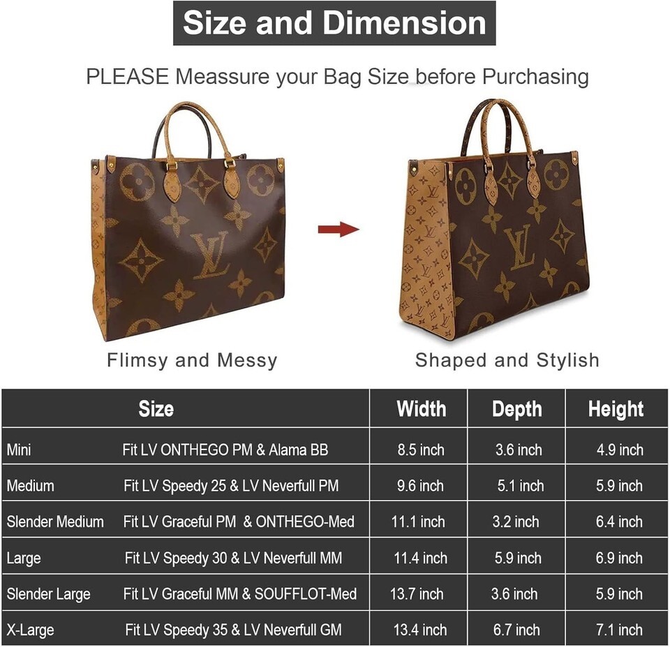 OMYSTYLE Purse Organizer Insert, Felt Tote Bag Organizer Insert (medium size)