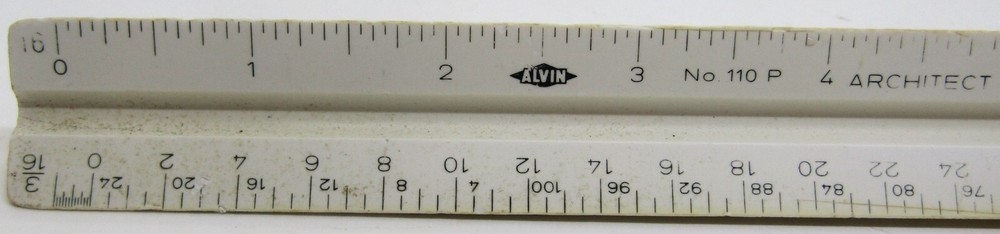 Alvin No. 110P Precise Triangle Architect Drafting Scale Ruler West Germany 12".