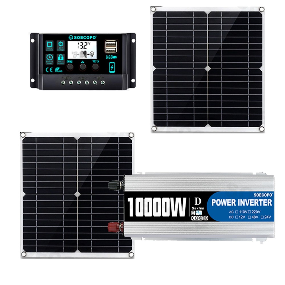 10000W High-Power Solar System Kit | 12V Input to 110V/220V Output | 2pcs  Solar