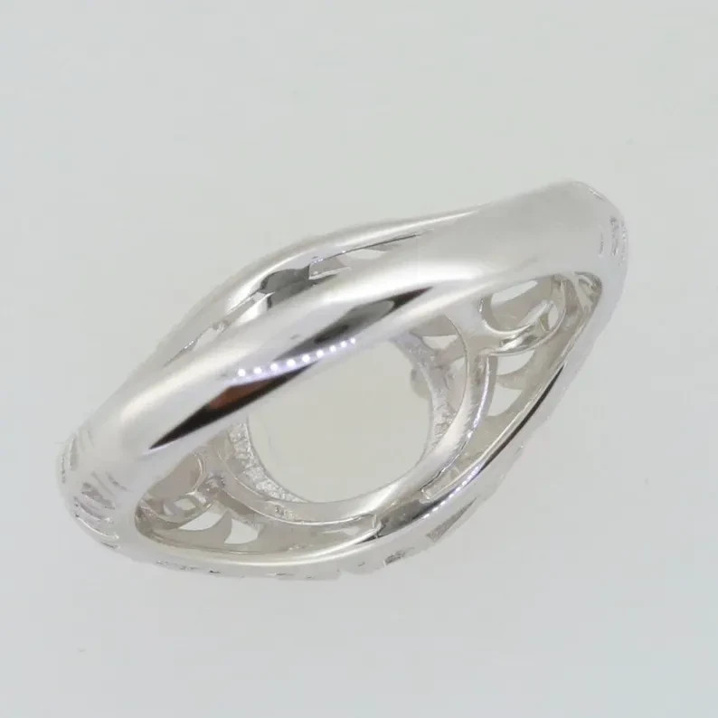 925 Silver Round 10x10MM Cocktail Semi Mount Statement Ring Blank Setting