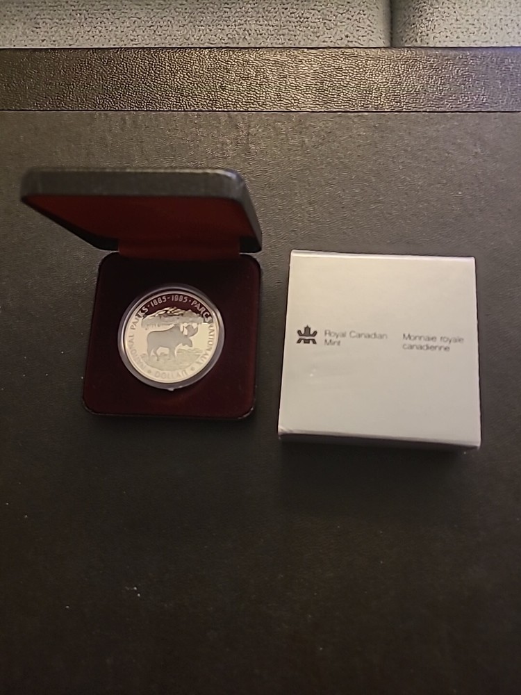 CANADA 1985 NATIONAL PARKS SILVER PROOF DOLLAR - boxed/coa