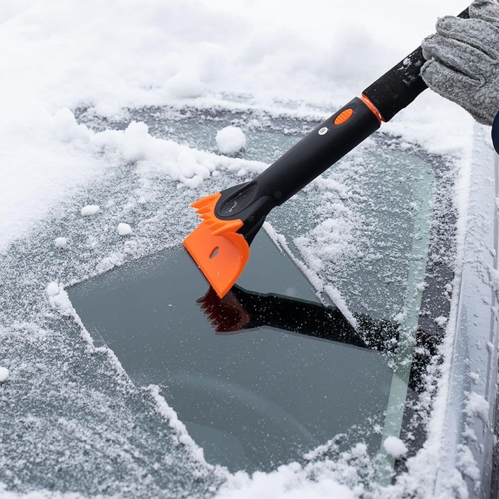 Versatile 39" Snow Brush with Double-Sided Head & Ice Scraper for Quick Clearing