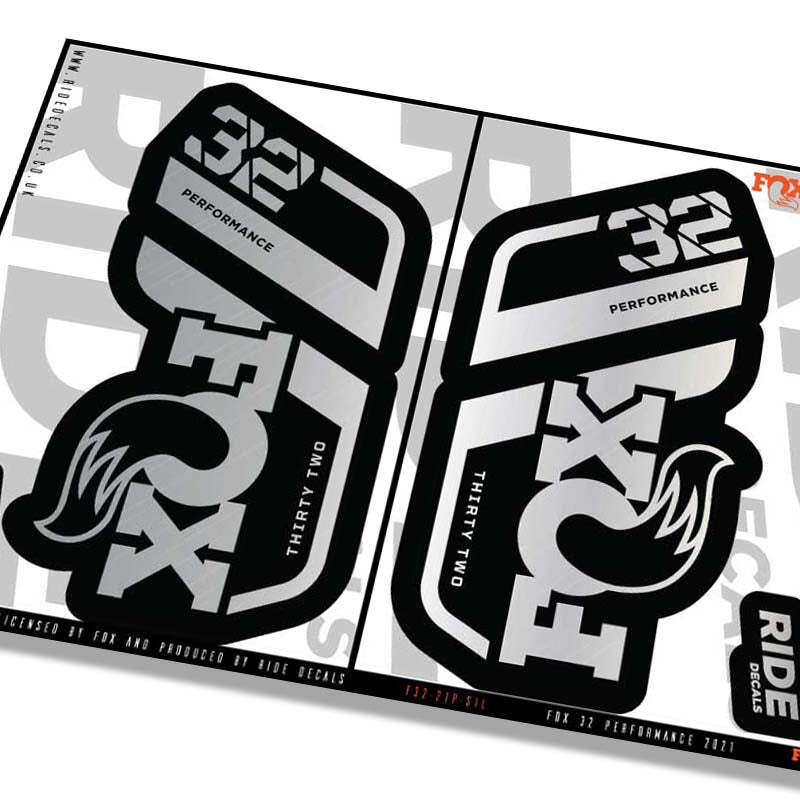 Fox 32 Performance 2021 Fork Decals - Metallic Silver- Licensed by Fox