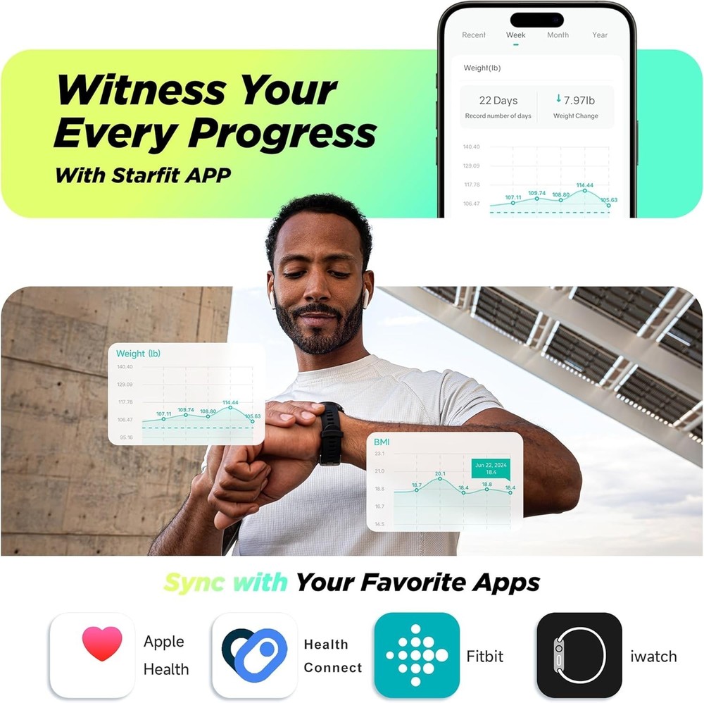 Innovative Smart Scale - 8 Electrodes, Unlimited Users & Starfit APP Integration