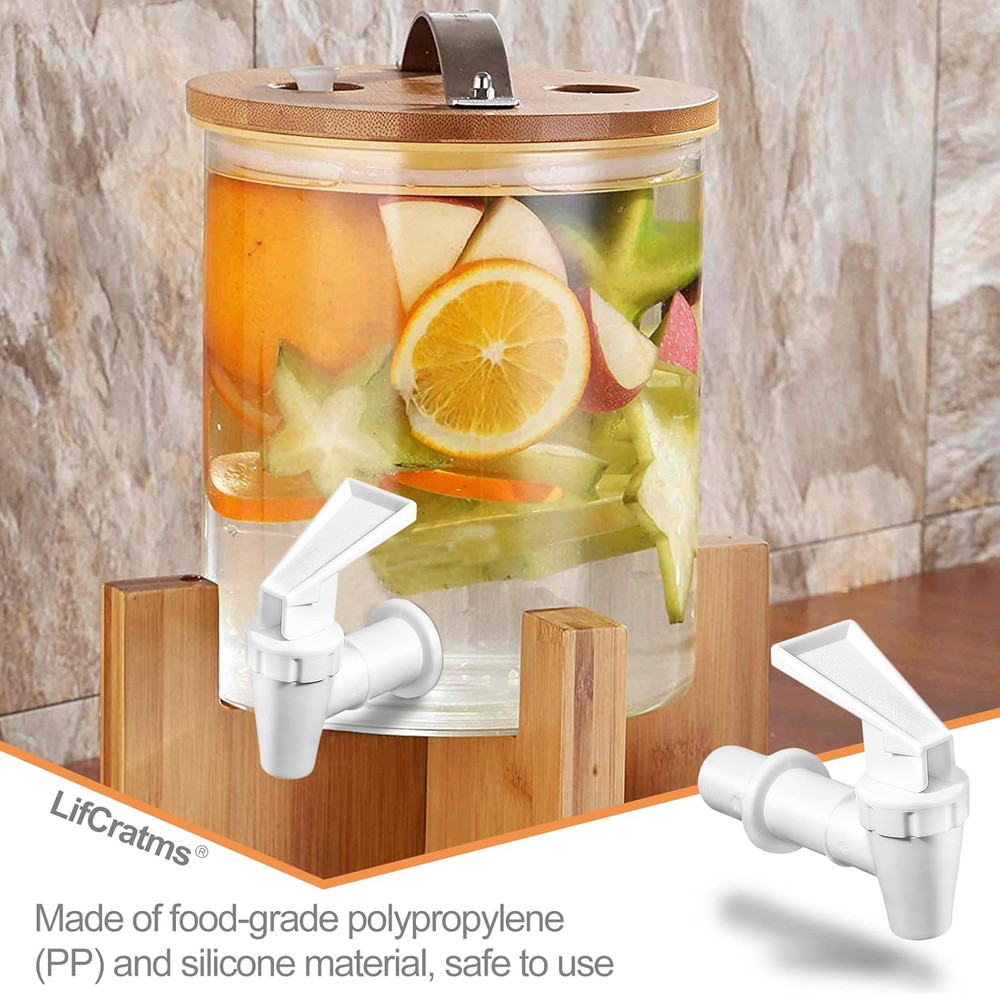 2pcs Replacement Cooler Faucet, Plastic Water Dispenser Tap Set, White