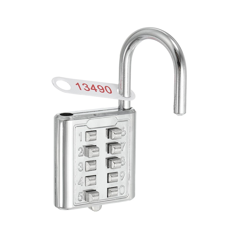 10 Digit Button Combination Padlock 5 Position Locking Mechanism Lock Silver