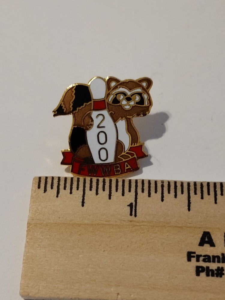 FWWBA Bowling 200 Raccoon Lapel Pin