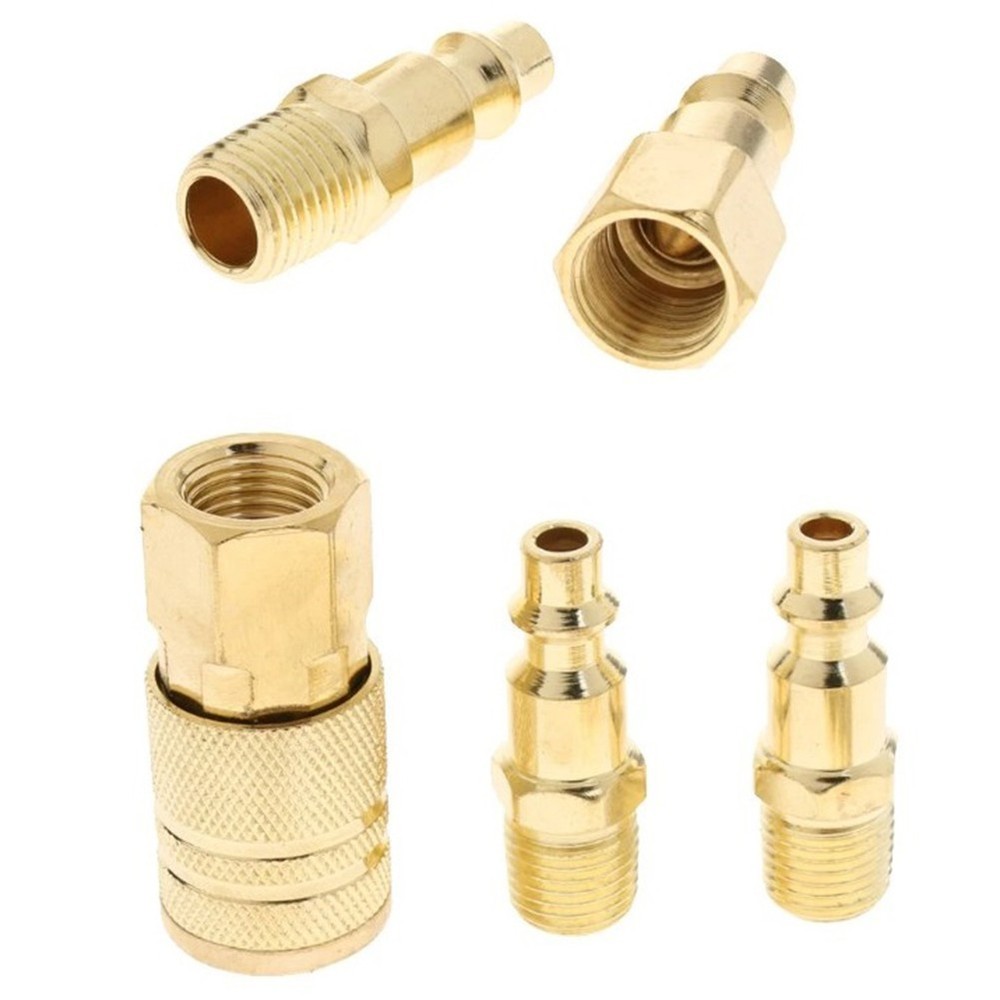 Sturdy Brass Quick Coupler Air Hose Connector Set for Compressor 5 Pcs Pack