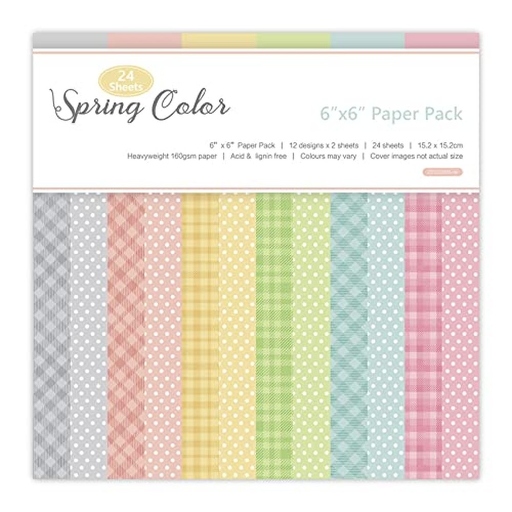 24 Sheets 6"x6" Pink Spring Scrapbook Paper - Single-Sided Pattern Decorative...