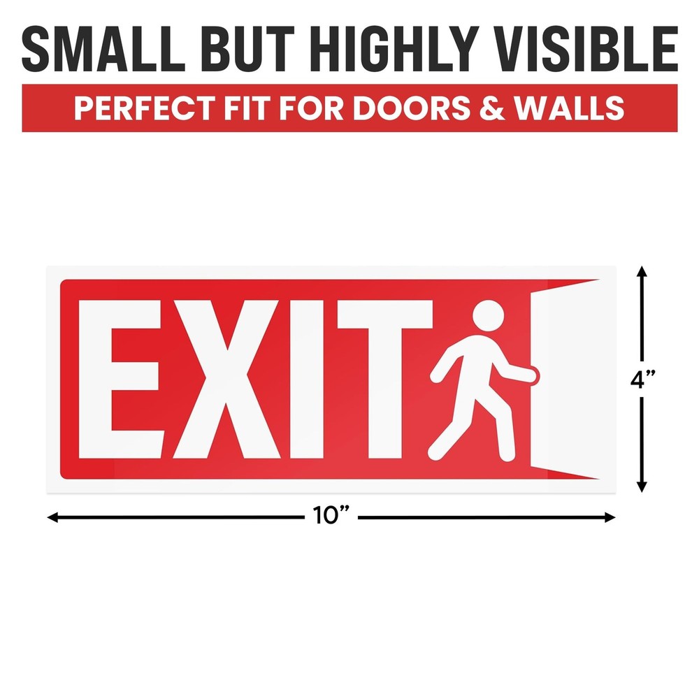 3pcs Exit Sign Stickers, 10" x 4" Weatherproof UV Laminated Vinyl Exit Sticke...