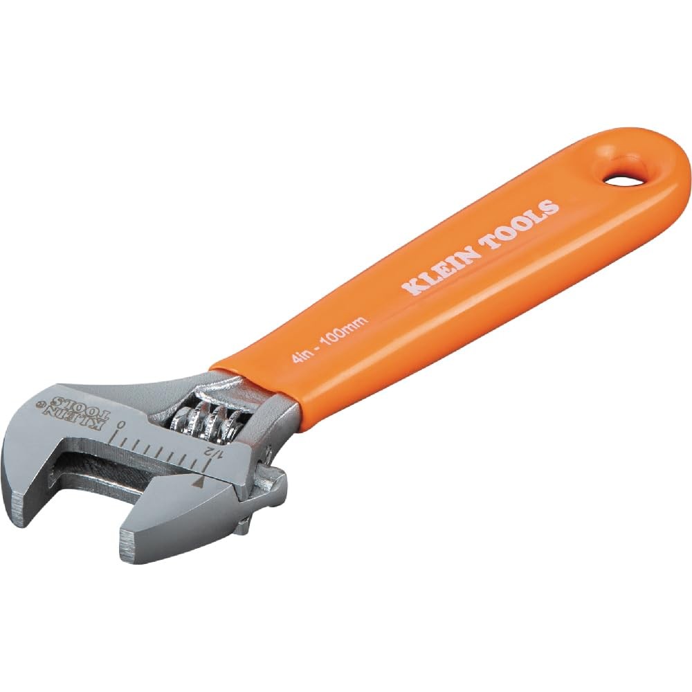 Klein Tools O5064 Adjustable Wrench, Extra-Capacity Jaw, 4-Inch, Orange