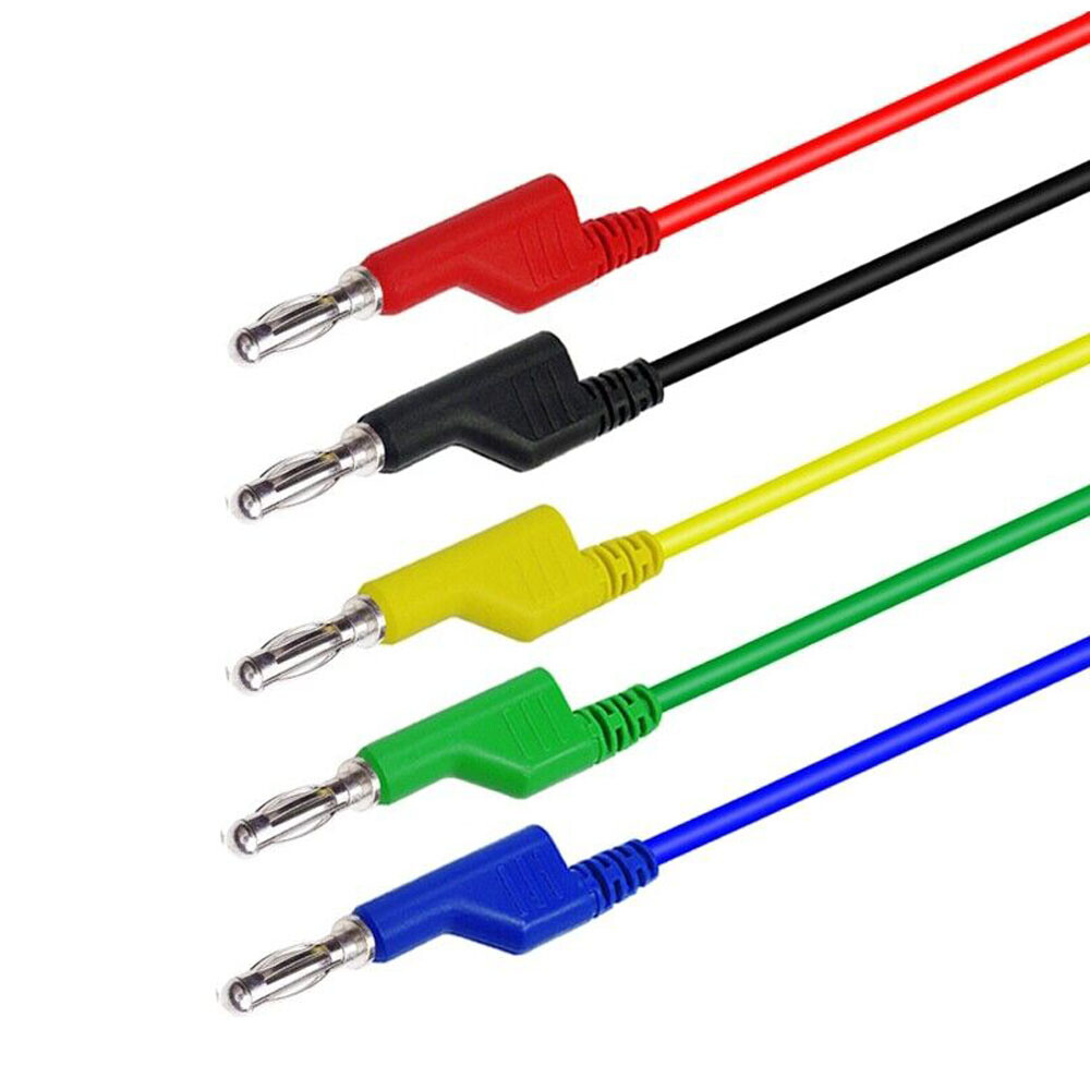 10PC 4mm Stackable Banana Plug to Test Hook Clip Test Leads Mini Grabber Cable