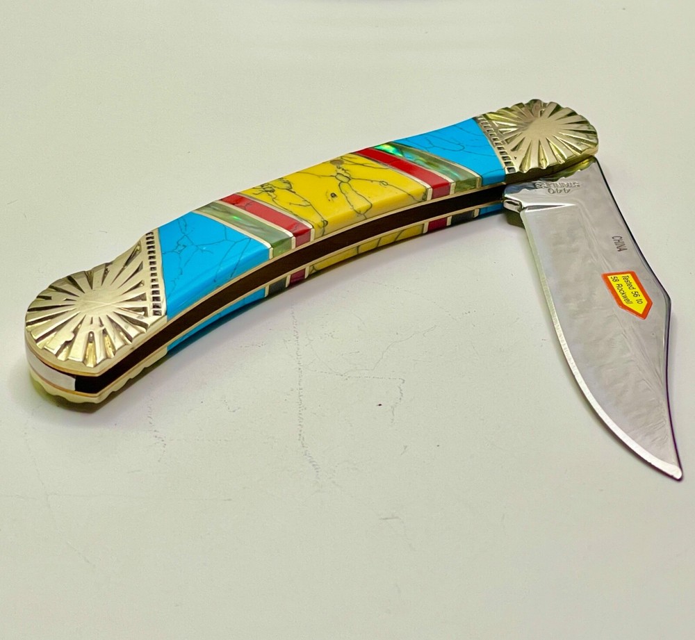 Large 5" Long SILVERHORSE STONEWORKS Single-Blade LOCKBACK with 3.5" Blade