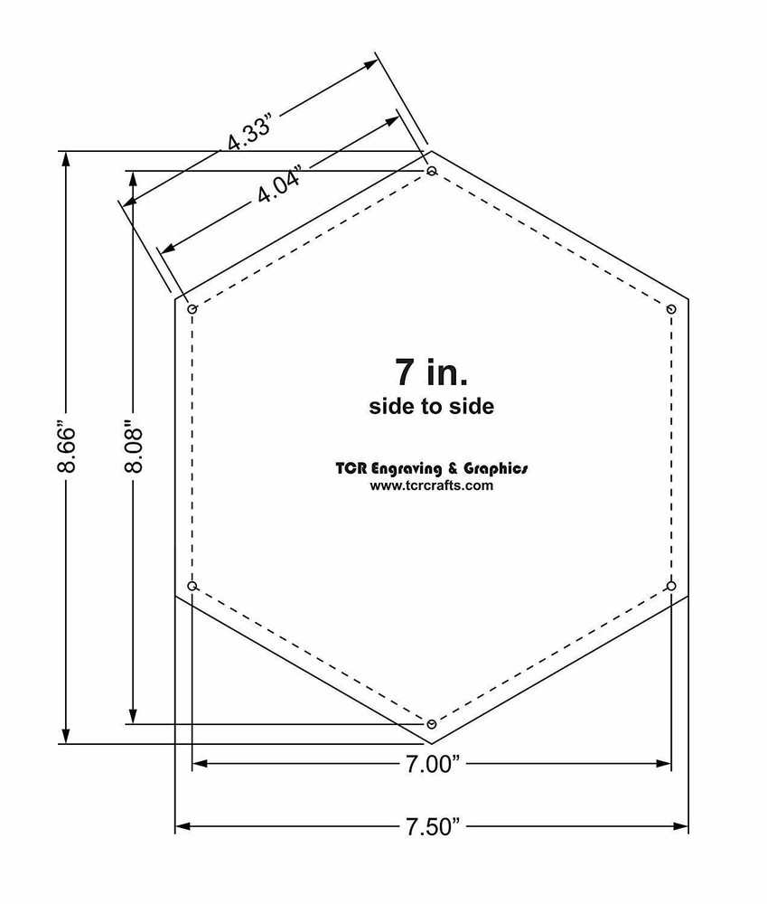 7 Inch Hexagon Side to Side measured - 1/8"