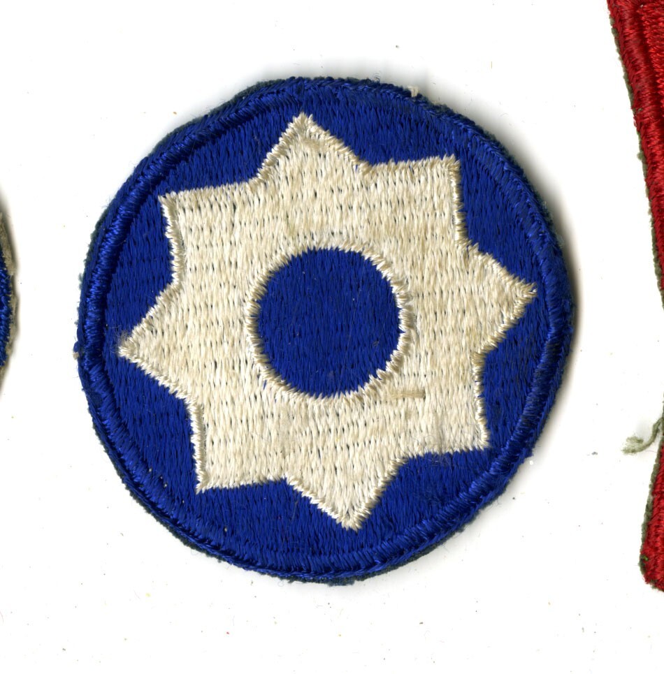 8th Service Command White Back Patch WWII Vintage Southern States