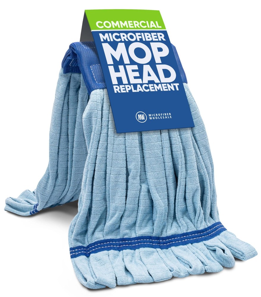 Commercial Mop Head Replacement – 1 Pack Blue Medium Microfiber Tube Mop (14 ...