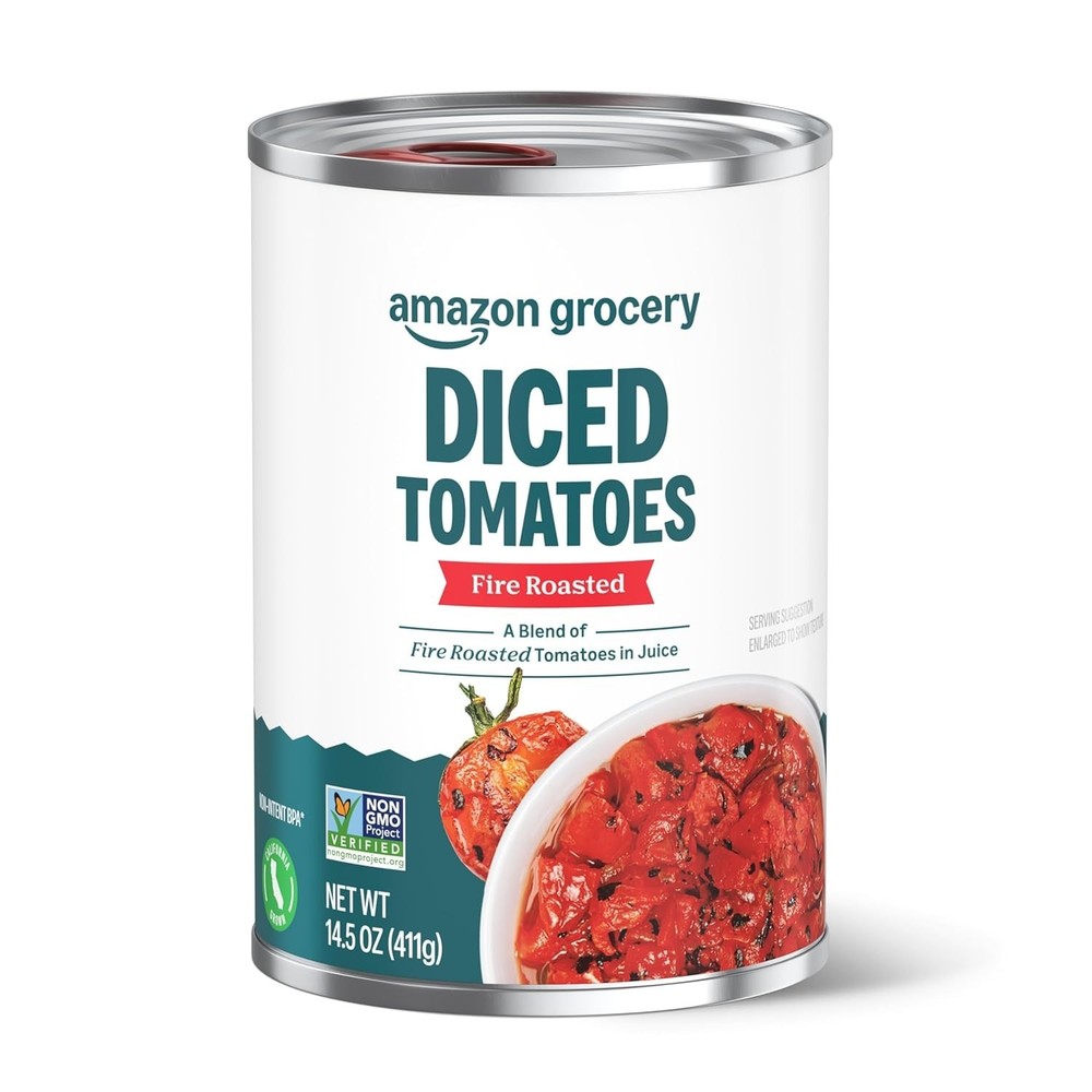 Canned Fire Roasted Diced Tomatoes, 14.5 Oz (Previously Amazon Fresh, Packagi...