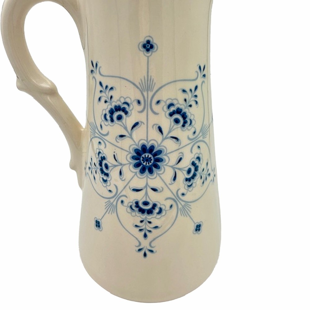 Ceramic Chocolate Carafe Pitcher Off White With Blue Coffee Tea Pot