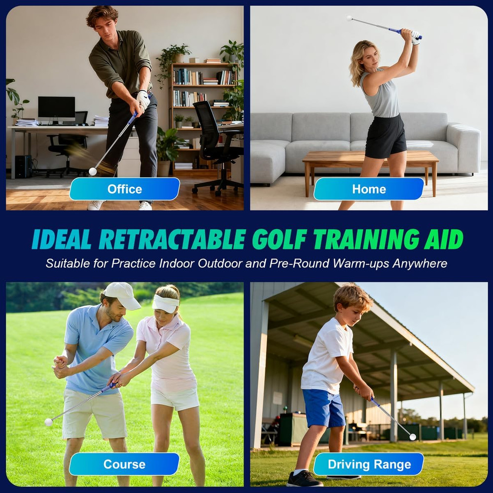 Retractable Golf Swing Training Aid Right-Handed Trainer Click Feedback Tempo