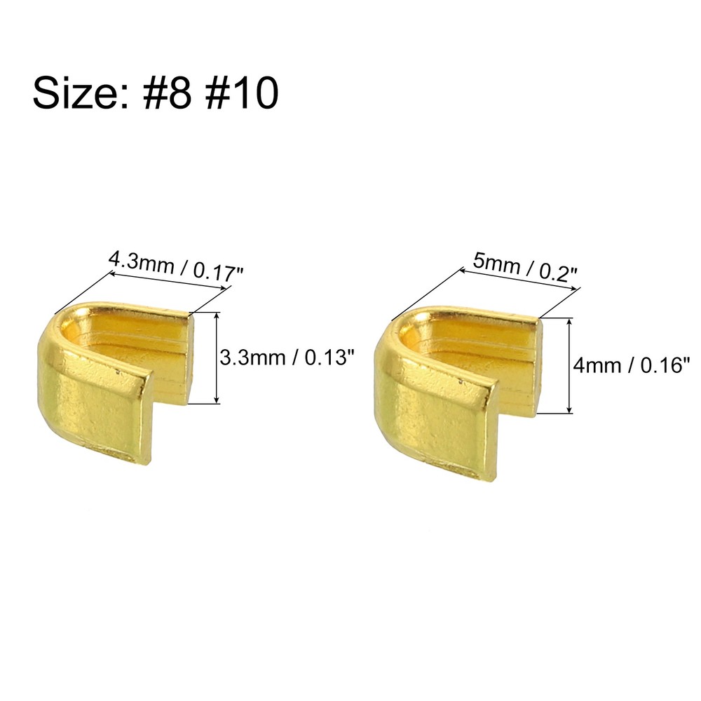 40Pcs Zipper Slider Retainers - #8 #10 U Shape Top Stoppers Replacing, Gold