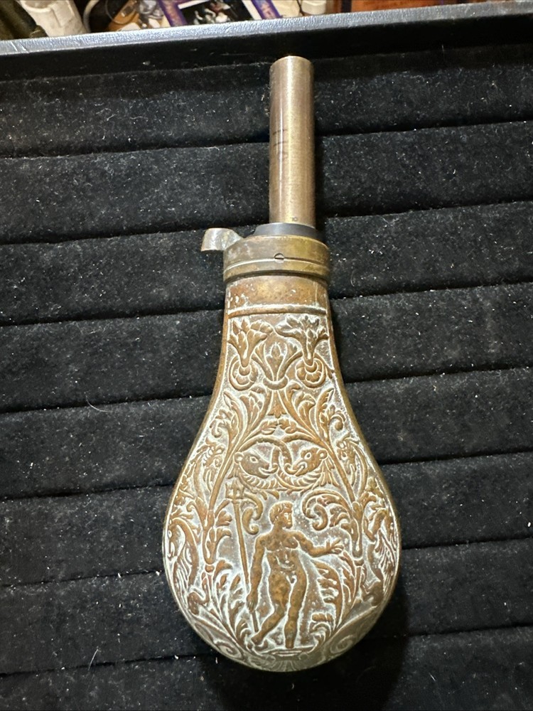 Vintage brass powder horn