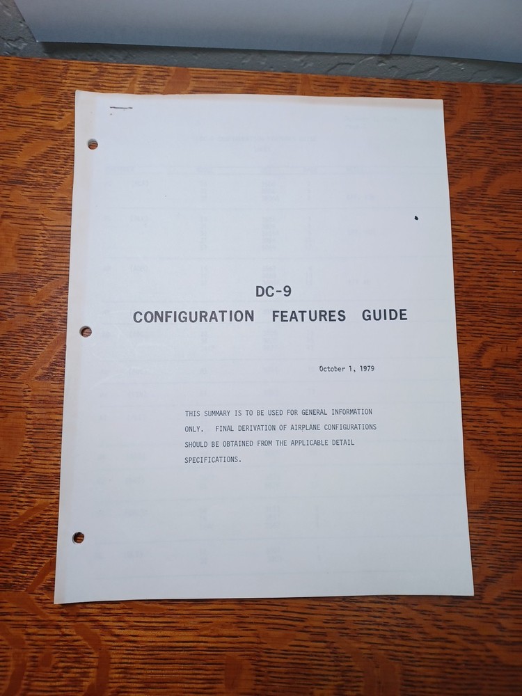 October 1979 DC-9 Configuration Features Guide Booklet JRR41