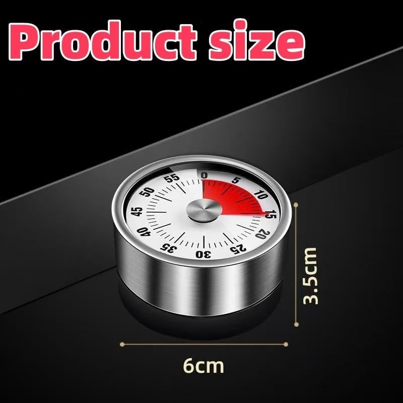 Versatile Magnetic Kitchen Timer - 60-Minute Countdown Stainless Steel Design