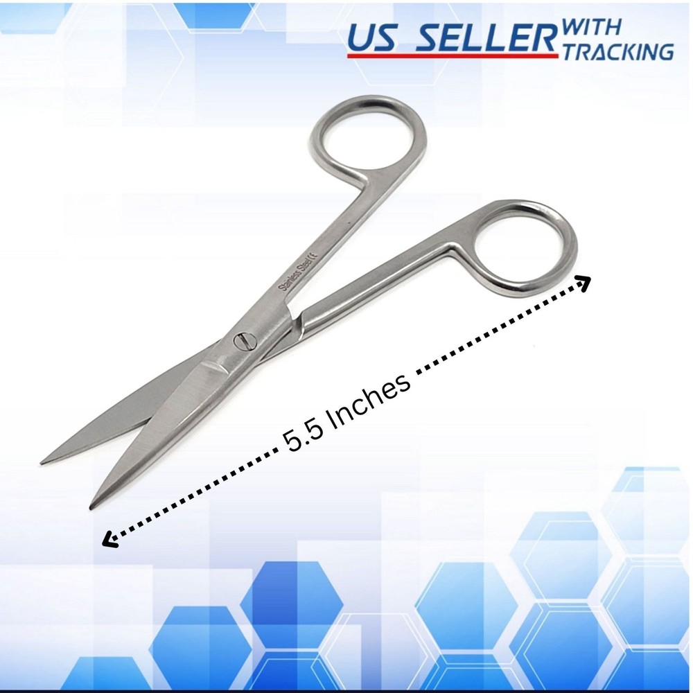 Operating Dissecting Surgical Scissors Straight 5.5" Sharp Edges Stainless.