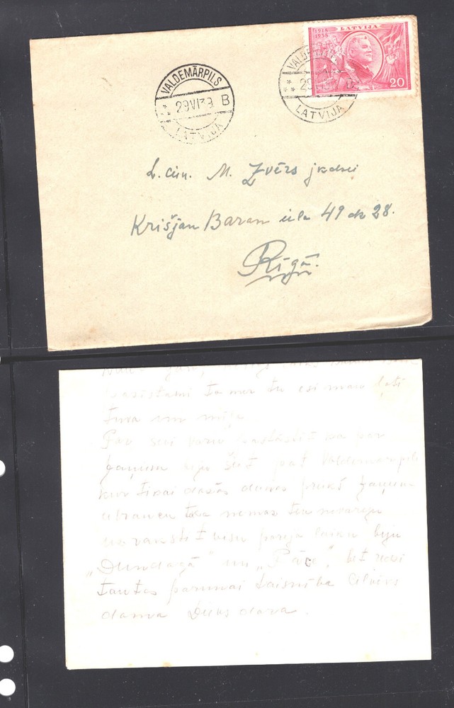 Latvia  large  cover  with  letter   1939