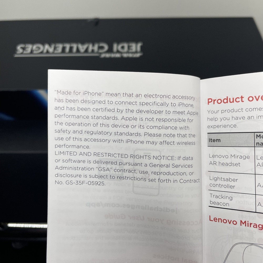 Lenovo Star Wars Jedi Challenges Augmented Reality Game Complete in Box