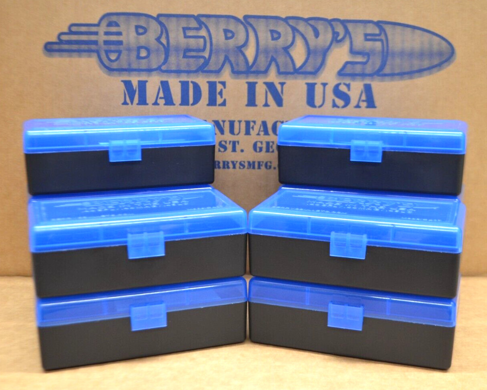 (10) 45 ACP / 40 / 10 MM  50 ROUND PLASTIC AMMO BOXES ( BLUE COLOR)