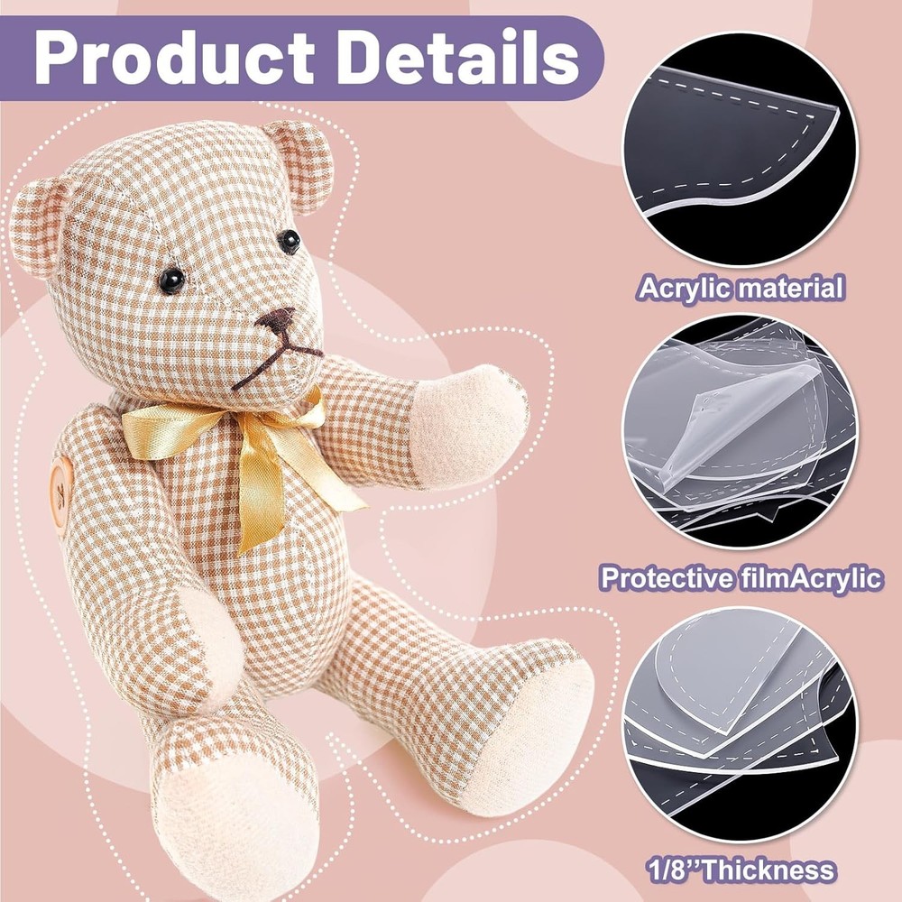 15 Inch Memory Bear Template Ruler Sewing Tools Set Acrylic Quilting...