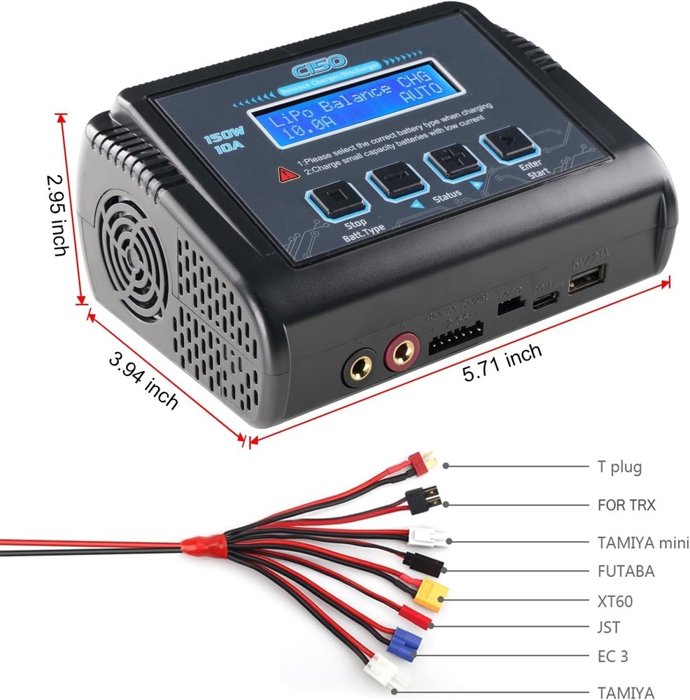 Compact Charging Solution: 1-6S Lipo Battery Charger 150W with Smart Features